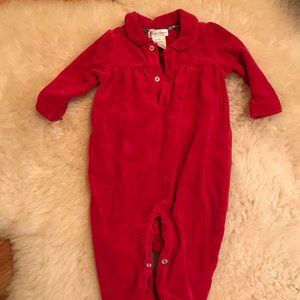 Festive Ralph Lauren Red Velvet Collared Onesie | 9M